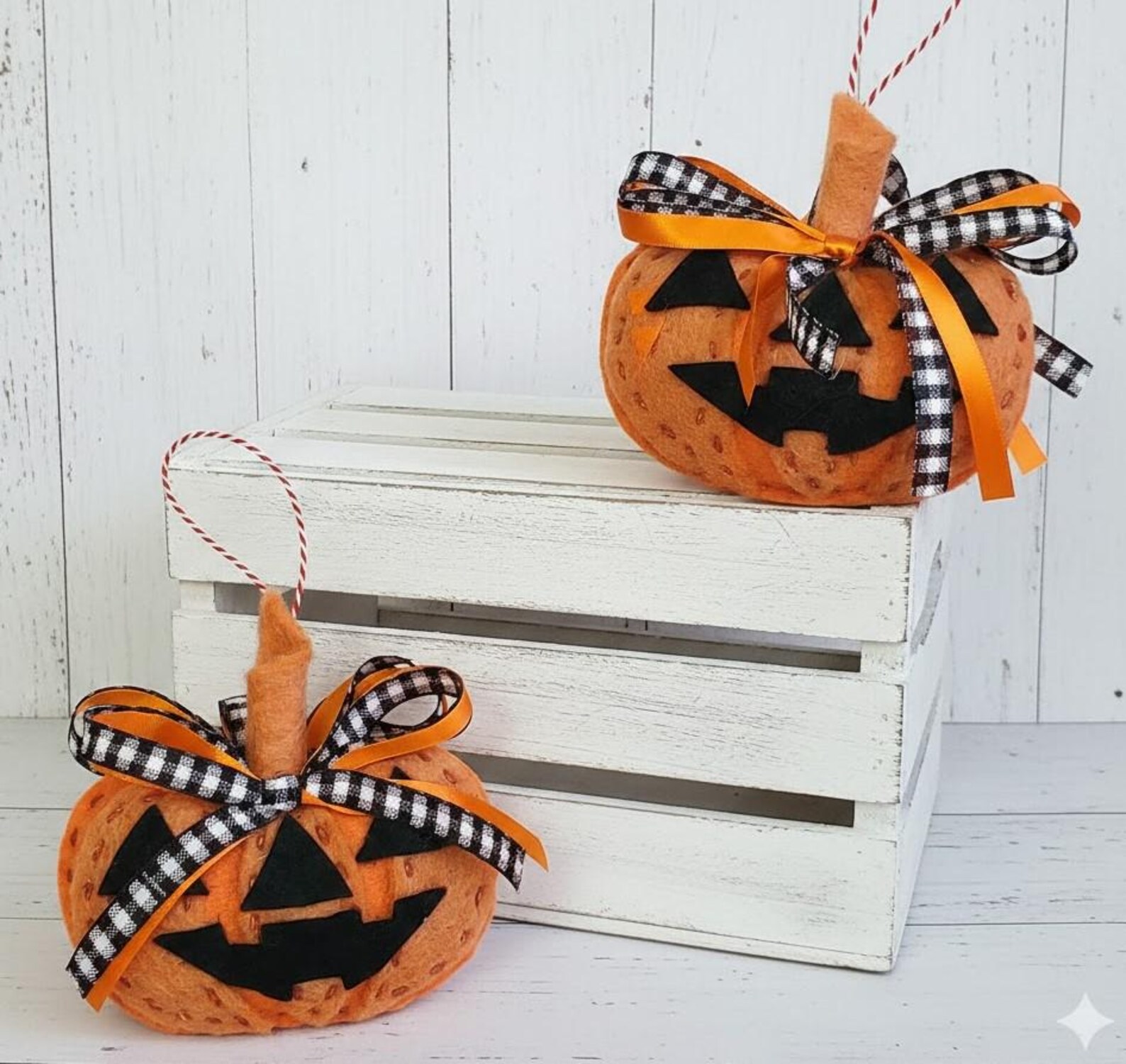 Handmade Felt Jack O Lantern Pumpkin Ornament, Halloween Decor - Etsy