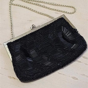 VINTAGE WALBORG SILVER BEAD EMBROIDERED EVENING PURSE WITH TWISTED S –  Vintage Clothing & Fashions