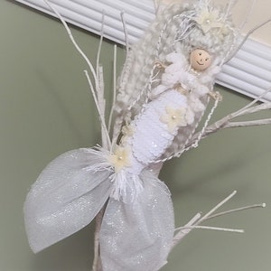 Handmade Whimsical Sequin White Mermaid Doll Mermaid  Doll Ornament White Sequin White Snow Mermaid Very Sparkly