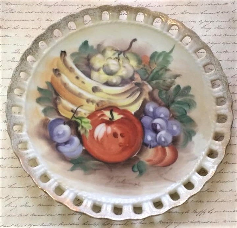 Vintage Signed Ucagco Fruit Plate Decorative Collector Plate Handpainted