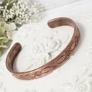 Vintage Mens Copper Bracelet Bangle Etched Designs Copper Jewelry Mens open cuff bracelet