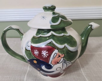 Jolly Santa Large Teapot by Tabletops Unlimited Christmas Teapot, Santa teapot