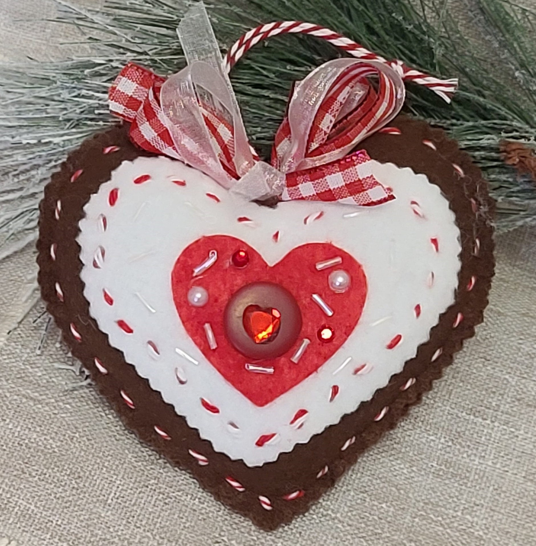 SET of THREE LARGE Heart Ornaments, Paper Mache, Valentine Heart Ornament,  Christmas Heart Ornament, Mexican Heart Ornament 