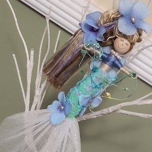 Handgemachte blaue Pailletten Meerjungfrau Puppe Meerjungfrau Puppe Ornament Lila Grün Puppe Mit Aufhänger Meer Strand Ornament