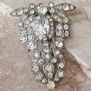 Rare Large Dress Clip, Signed Doctors Dress,  Vintage 1930&#39;s Rhinestone Statement Dress Clip, Dress Pin, Dress Brooch, Rhinestone Brooch