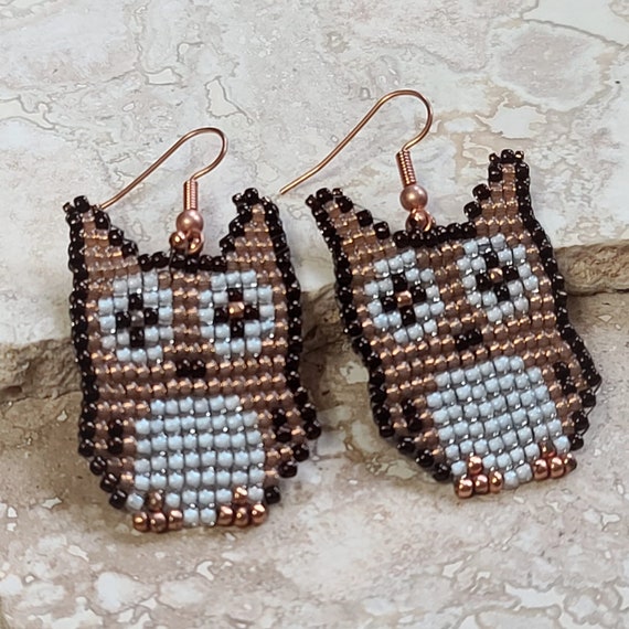 Beaded owl best sale earrings
