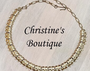 Goldtone Choker Necklace Goldtone Choker 16" Slinky Link Necklace Vintage Bib style