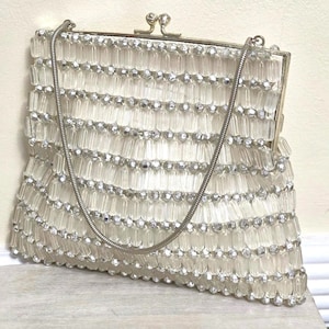 Vintage bolso con cuentas bolso con cuentas bolso único cuentas Magid Hecho en Japón Vintage bolso beso cerradura serpiente cadena mango