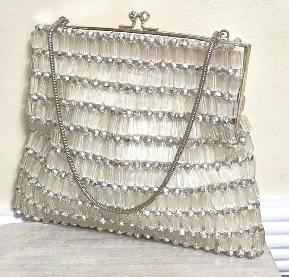 Vintage beaded handbag beaded purse unique beadin… - image 1