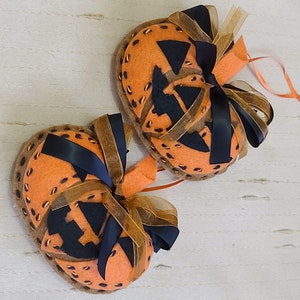 Handmade Felt Jack O Lantern Pumpkin Ornament, Halloween Decor - Etsy