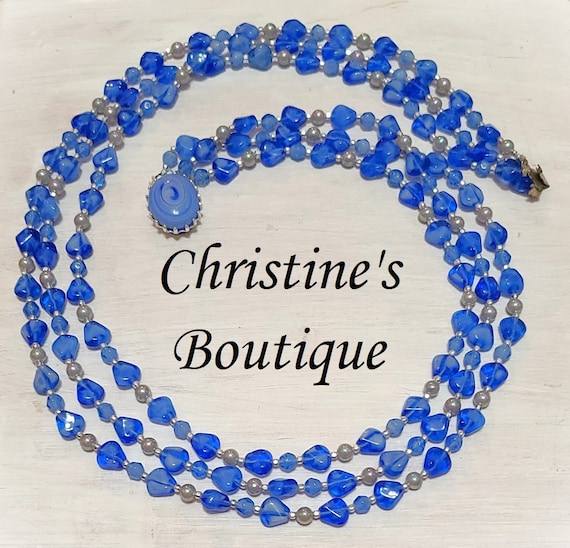 PEARL BEAD NECKLACE W/GLASS BEADS LIGHT BLUE PEARL BEAD NECKLACE W/GLASS BEADS LIGHT BLUE