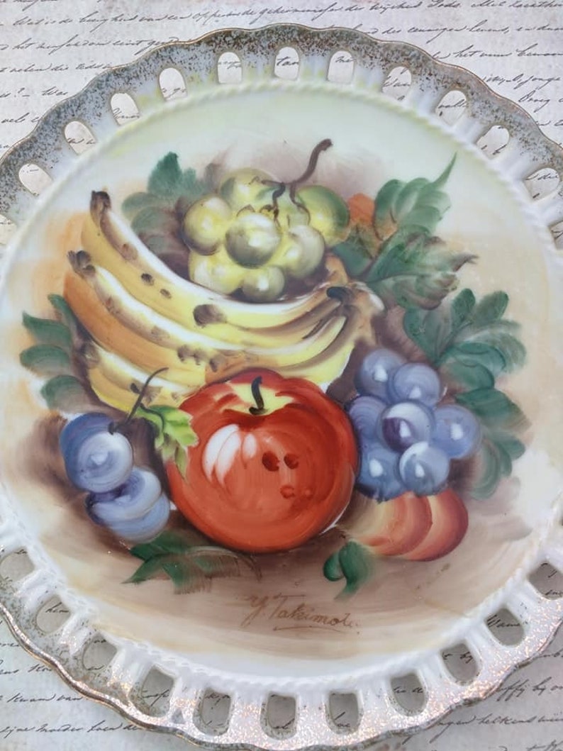 Vintage Signed Ucagco Fruit Plate Decorative Collector Plate Handpainted