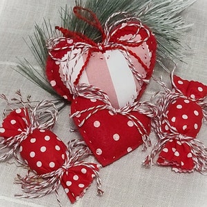 Handcrafted Bowl Fillers, Candy and Hearts set, Set of 4, Valentine Ornaments, Heart Ornaments, Valentines Day, Wreath Picks, Bowl Filler
