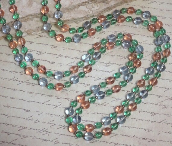 Vintage Pink Pearl Glass Bead Necklace Knotted Spacers Classic Jewelry Gift VivianJoel.com