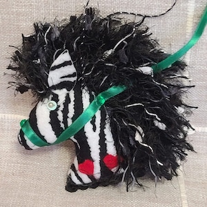 Handmade Felt Zebra Horse Ornament Christmas Ornament Valentine Horse Package Topper