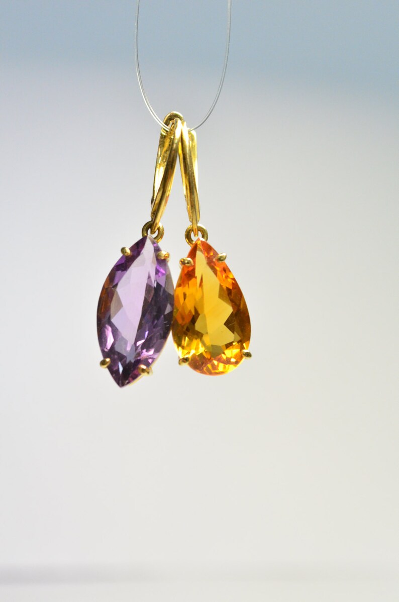 amethyst and citrine earrings