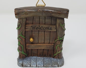 Miniature Fairy Door with Vine and Hanger, Fairy Garden Kit,  Gnome Door, Fairy Garden Accessories,  Resin Fairy Door