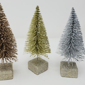 Mini Copper Color Christmas Tree with Glitter, Wire Tree, Fairy Garden Tree, Christmas Decor, Fairy Christmas, Sisal Tree