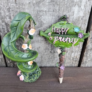 Fairy Garden Kit, Miniature Slide, Fairy Sign, Fairy Sign Stake, Fairy Spring Sign, Leaf Sliding Board, Miniature accessories