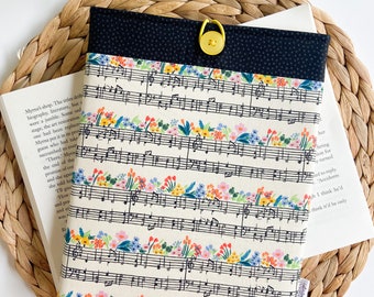 Padded Book Sleeve Cover, Kindle Holder, Tablet Sleeve, Book Lover Merch, Music Lover Gift, Bookish Gifts for Women, Cute Gifts for Teachers