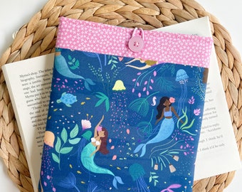 Mermaid Book Cover for Kids, Padded Book Sleeve Cute, Tablet Sleeve Case, Mermaid Gifts for Girls, Bookish Gifts for Her, Cute Book Gifts