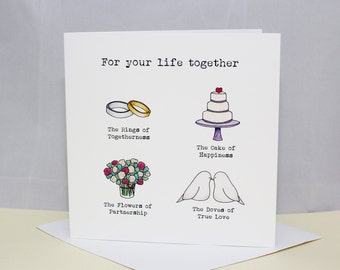 Greetings card /' For your life together/' weddingcivil ceremony card