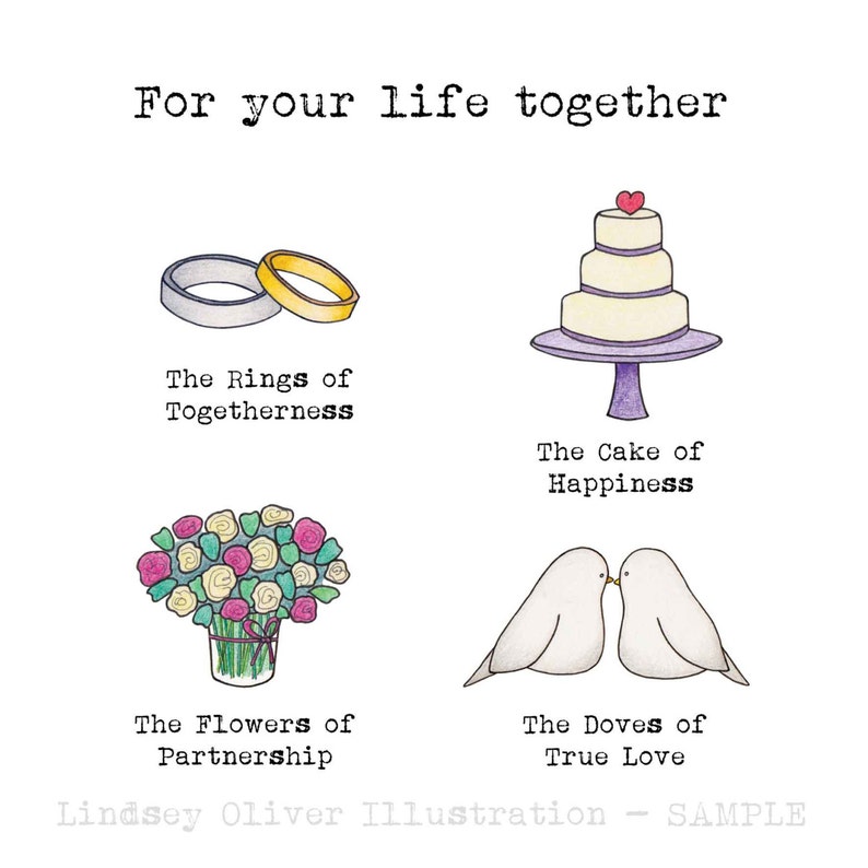 Greetings card /' For your life together/' weddingcivil ceremony card