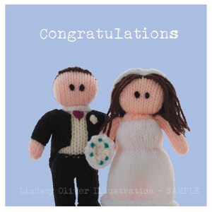 Wedding card Knitted bride and groom 'Congratulations' card image 2