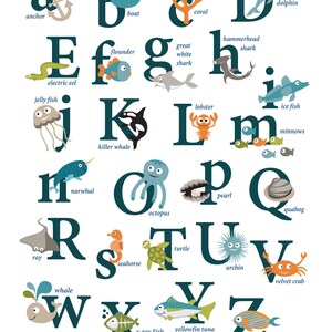 Ocean Alphabet Poster Nursery Print Ocean Theme Printable - Etsy