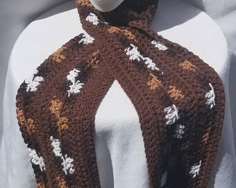 Wool and Cotton Scarf | Brown and White Scarf | Scarf for Men and Women