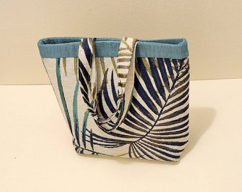 Tropical Fauna tote bag | Blue Seagreen Navy-Lined Tote bag
