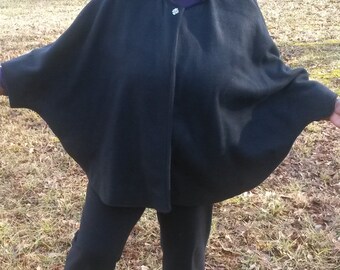 Women's Fleece Cape | Black Adult Dress Cape | Cape Outerwear