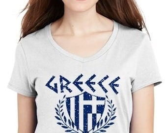 Greece Ladie's Greek T Shirt - Blue or White or Sapphire Blue GREECE