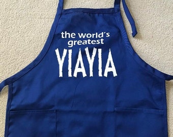 The World's Greatest Yiayia Greek Grandmother Apron- Full Length