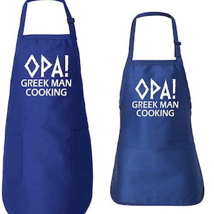 OPA! Greek Man Cooking Apron - 2 Styles Full or Medium Length