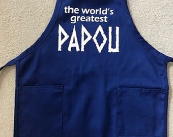 The World's Greatest Papou or Pappou Greek Grandfather Apron - Full Length