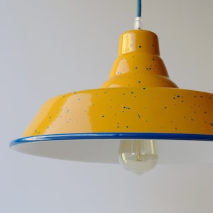 INDUSTRIAL Enamel speckled lampshade, Made to order in 26 different colors, Ceiling canopy NOT Included