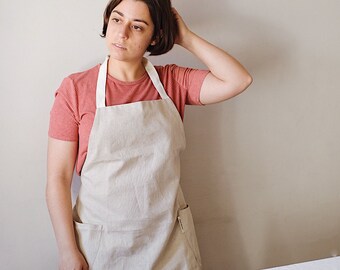 Linen Kitchen Apron, Unisex Linen Apron, Baker's gift, Made to order