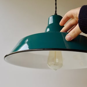 Handmade Enamel Industrial Lampshade: Custom Color Pendant Light