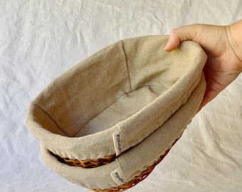 Set of 2 large oval bannetons, 1.2 kg Linen-lined wicker proofing baskets