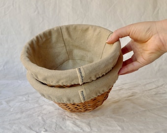 Linen-Lined Sourdough Banneton, Set of 2 Round Proofing Baskets, Handmade in Portugal