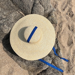 Wide Brim Straw Hat: Handmade Sun Hat with Ribbon