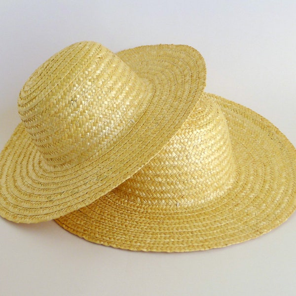 Kids round straw hat, 3-9 yo