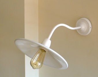 Wall enamel lampshade Made to order in custom colors, Long gooseneck bracket