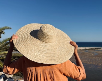 Oversized Straw Beach Hat: Extra Large Brim, Handmade Unisex Sun Hat