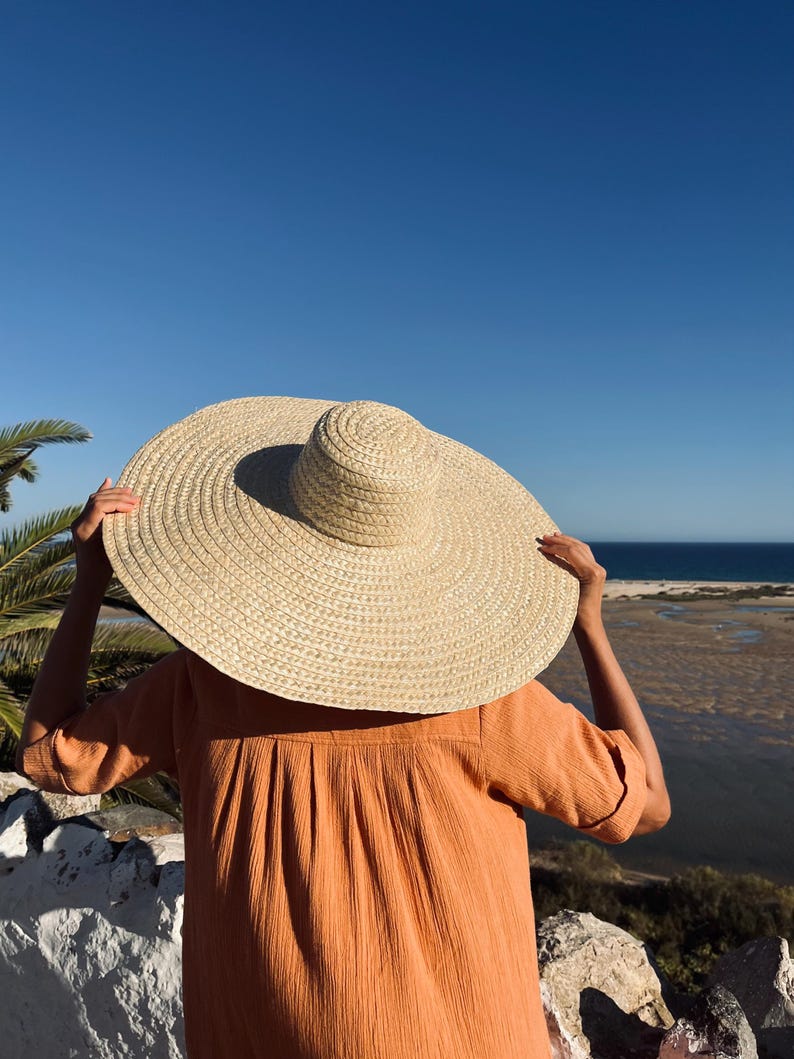 Oversized Straw Beach Hat: Extra Large Brim, Handmade Unisex Sun Hat ...