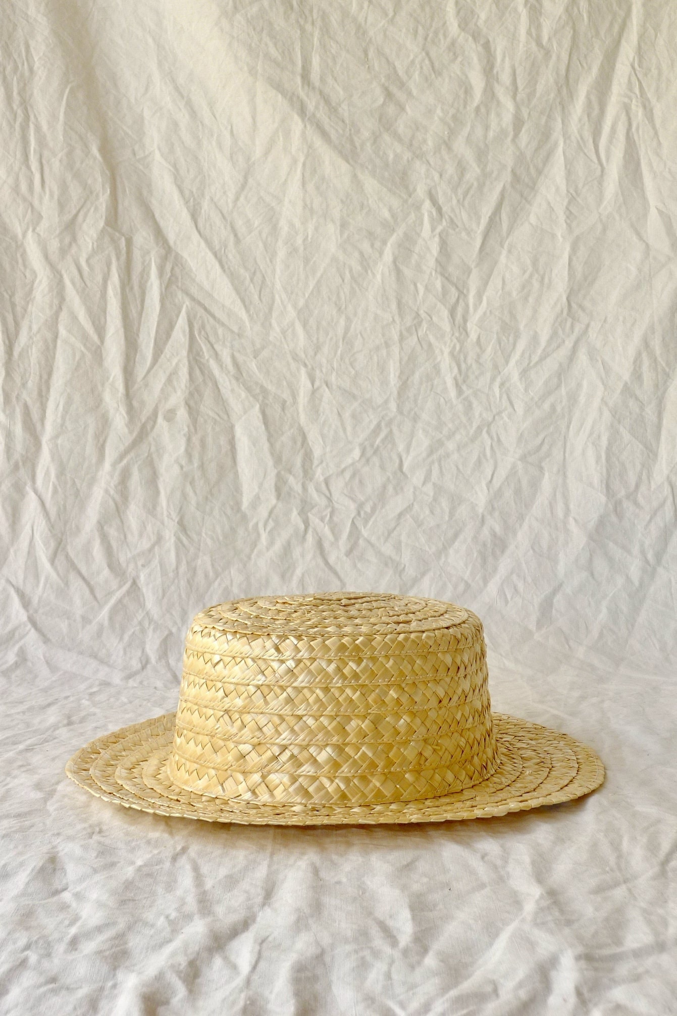 Handmade Rye Straw Boater Hat - Unisex Canotier Style