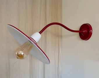Wall enamel lampshade, Long gooseneck bracket