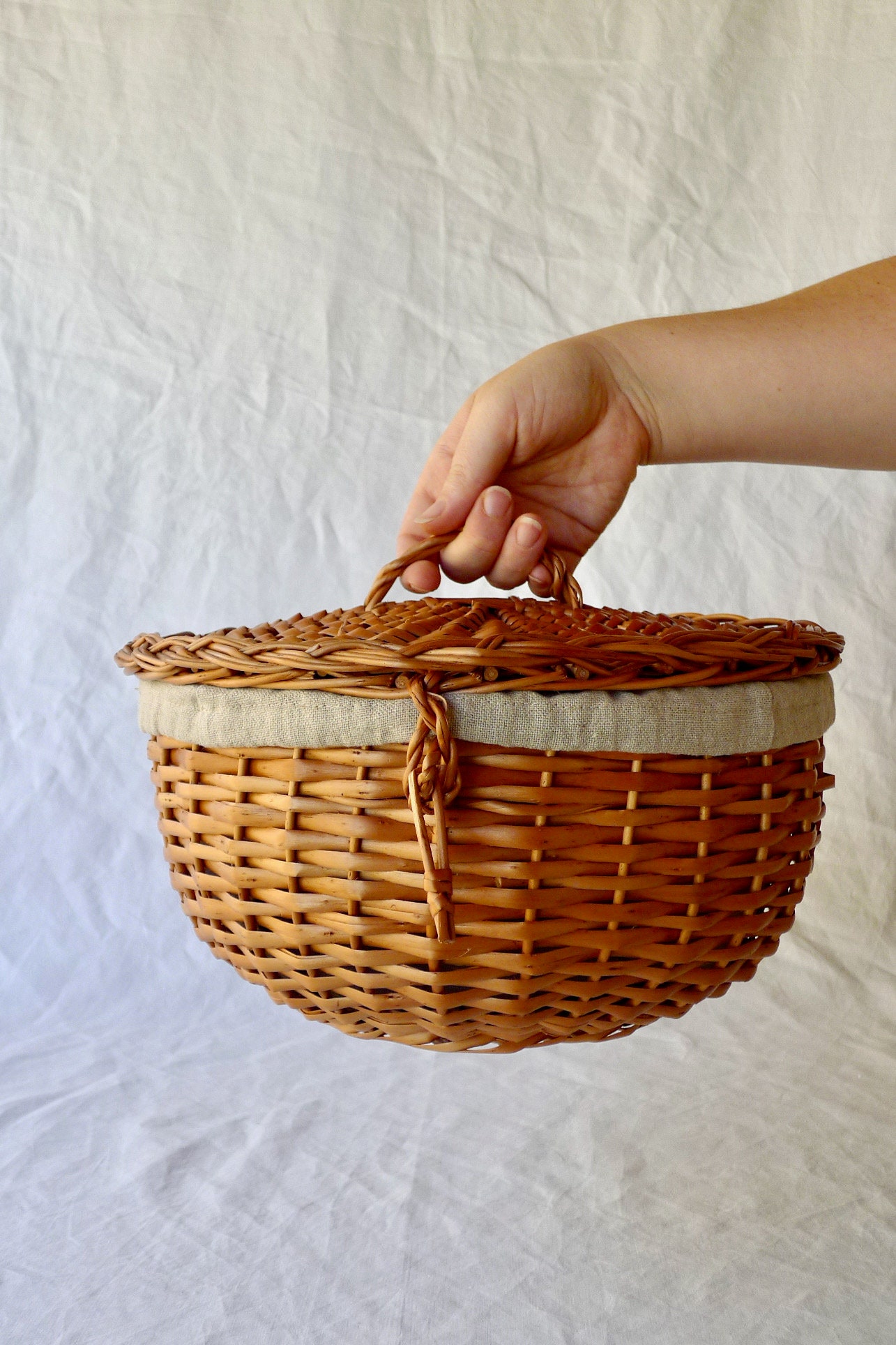 Set Di 2 Cesti In Vimini Di Giacinto D'Acqua Con Coperchio – Cesto Grande E Piccolo Per Organizer, Decorazione Naturale Per Casa