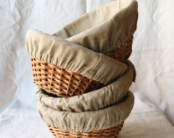 0.8kg round wicker banneton / Heavy duty linen-lined proofing basket